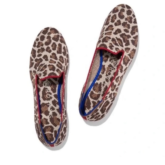 Rothy's Womens Mocha Spot Loafers Animal Leopard Print Slip Ons Size 8 - Picture 1 of 7
